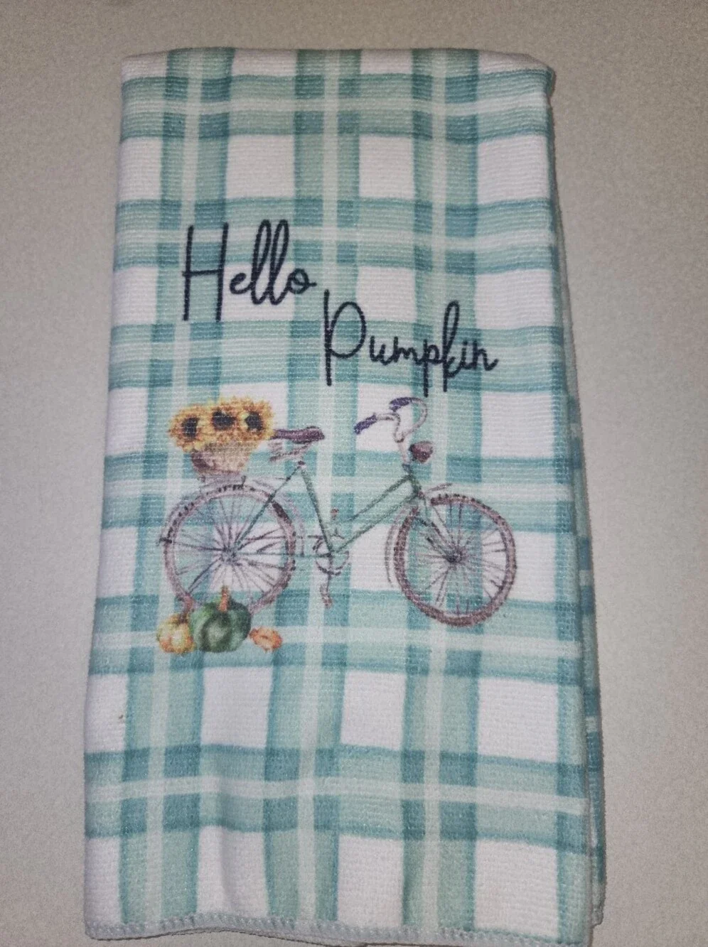Set Of 4 Teal Pumpkin Microfiber Kitchen Towels, Only Used 1 Season